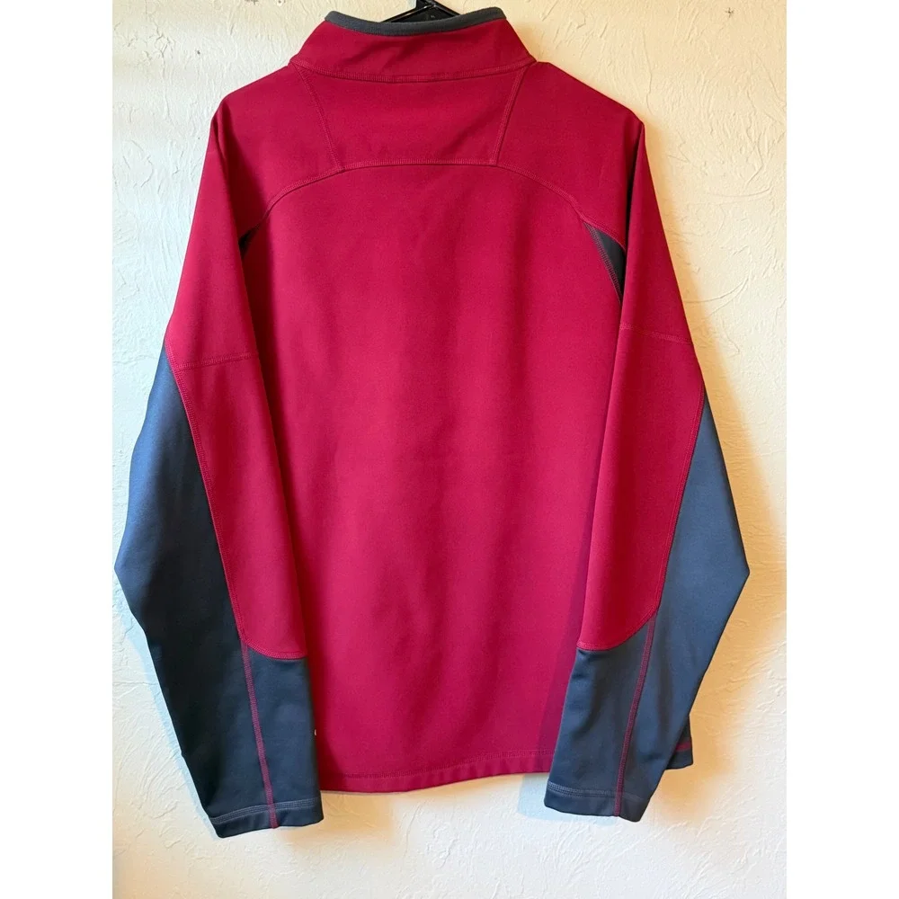 The North Face Mens Large Red Charcoal‎ Grey 1/4 Zip Fleece Pullover Jacket L
